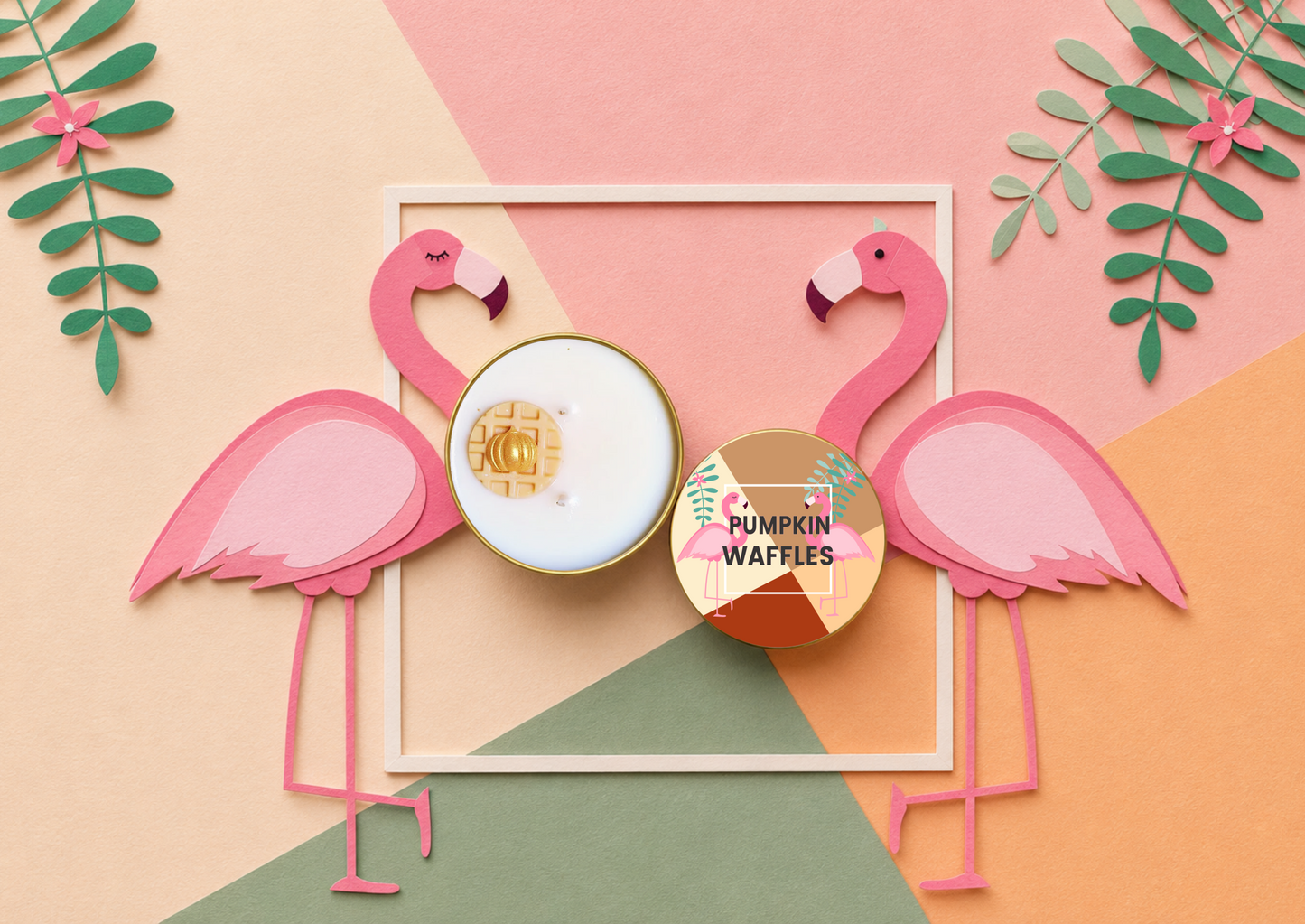 luxury pumpkin waffle soy candle cozy autumn aesthetic
pumpkin maple bakery candle warm fall home decor
pumpkin waffle seasonal candle pink flamingo cozy branding