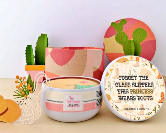 princess wear boots 8oz soy candle