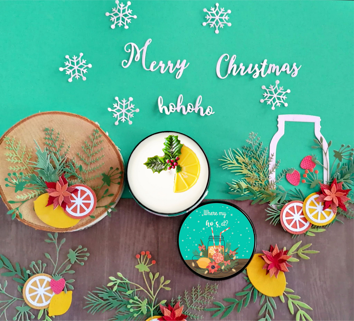 Where my ho's at? Seasonal candle 8 oz Santa Gift , Christmas Gift