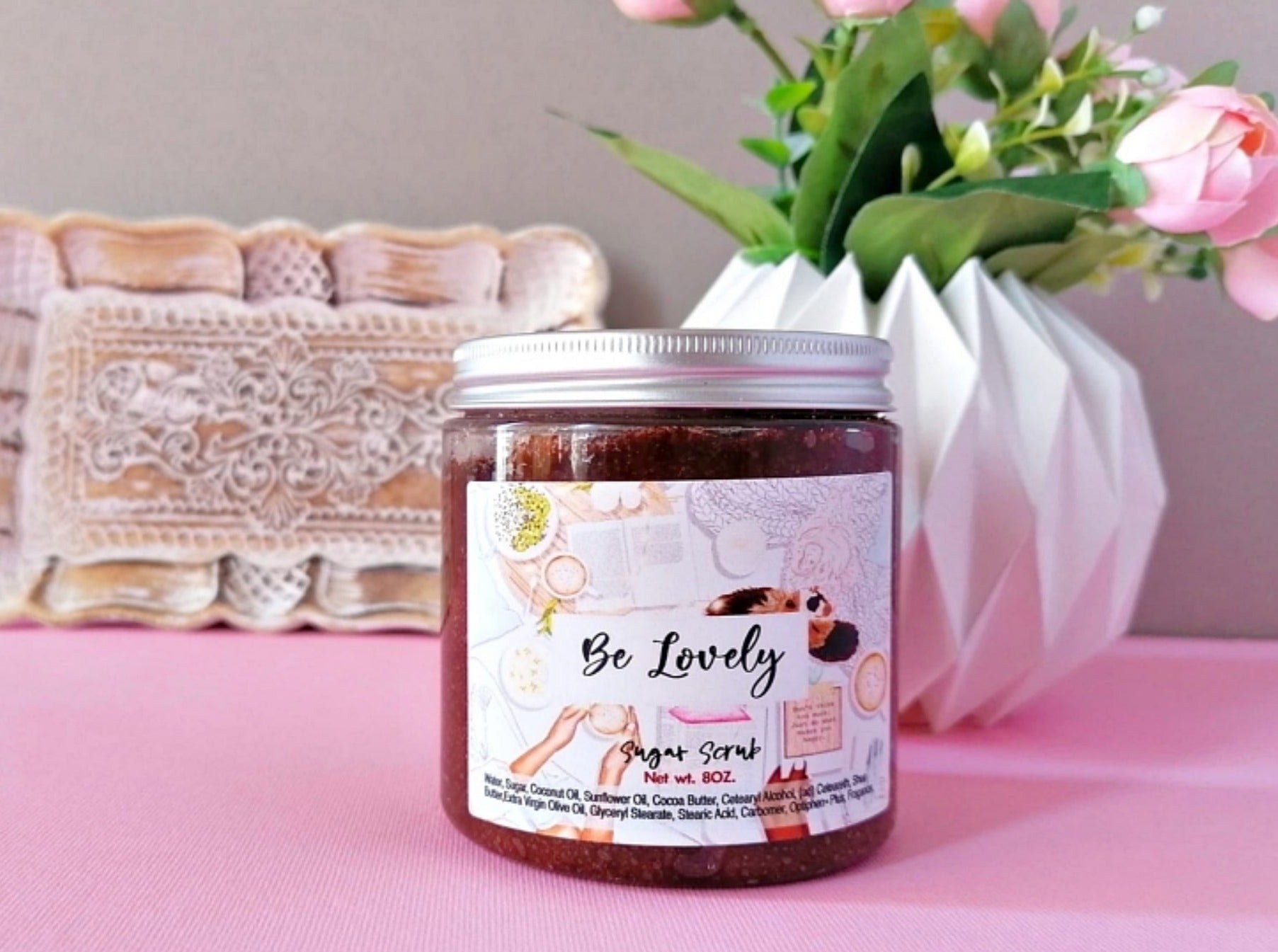 Be lovely | Coconut Oil Sugar Scrub  8oz - PinkFlamingoCandle