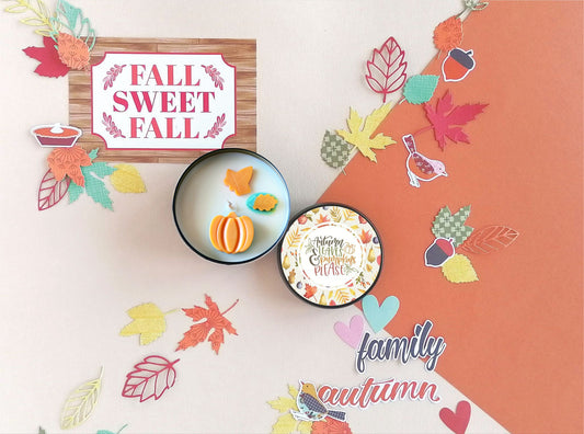 Autumn Leaves & Pumpkins please-Autumn Scented Soy Candles for Home- Autumn leaves and pumpkin please, Pumpkin Spice Latte- Pink Flamingo Candle 8oz