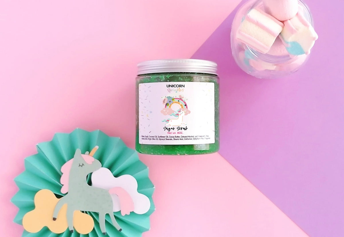 Unicorn Sprinkles | Coconut Oil Sugar Scrub 8oz - PinkFlamingoCandle