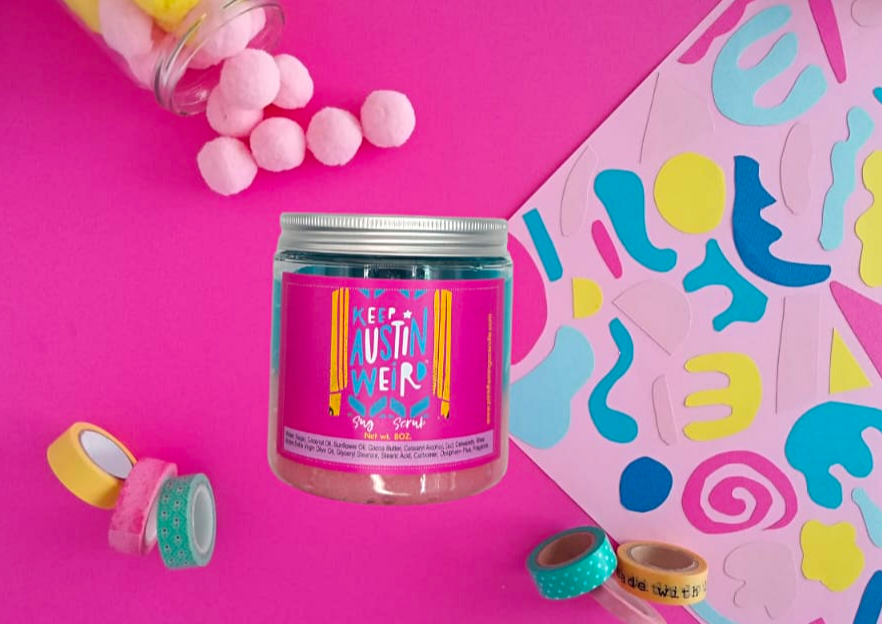 Coconut Oil Sugar scrub 8oz, pink flamingo candle