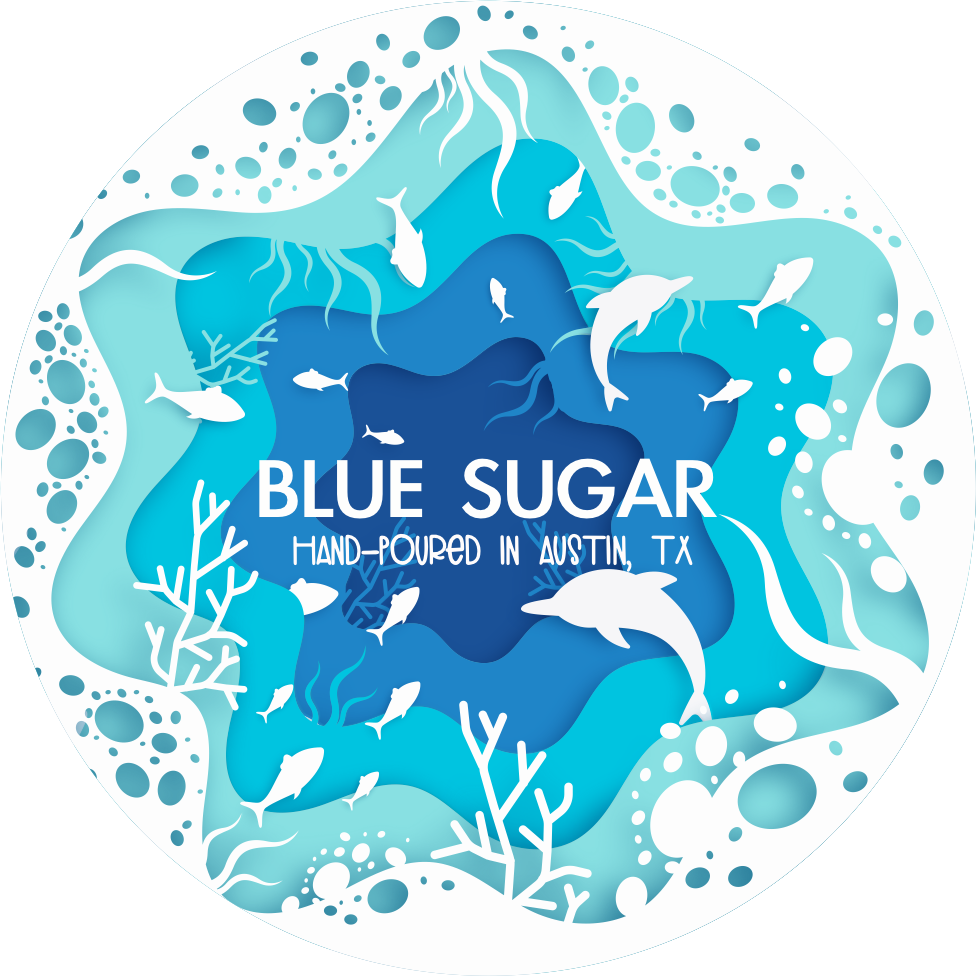 luxury blue sugar soy candle coconut sandalwood fragrance