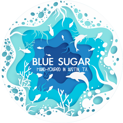 luxury blue sugar soy candle coconut sandalwood fragrance
