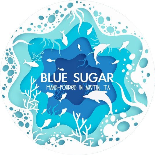 luxury blue sugar soy candle coconut sandalwood fragrance