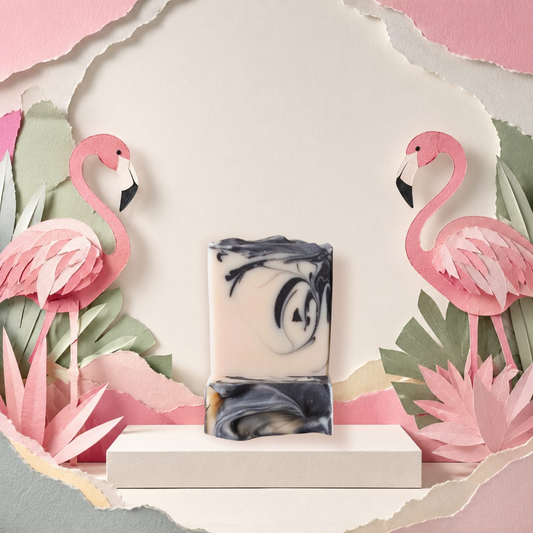 Handcrafted DARK LAVENDER goat milk soap made with nourishing goat milk by Pink Flamingo Candle.