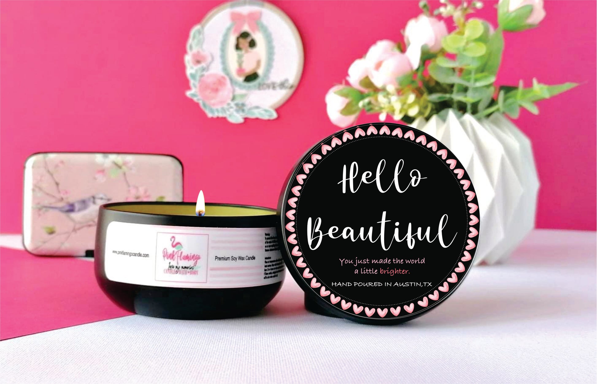 Hello Beautiful – Hand-Poured Natural Soy Candle | Long-Lasting, Clean Burn & Floral Scent | Eco-Friendly & Non-Toxic. Best candles in Austin