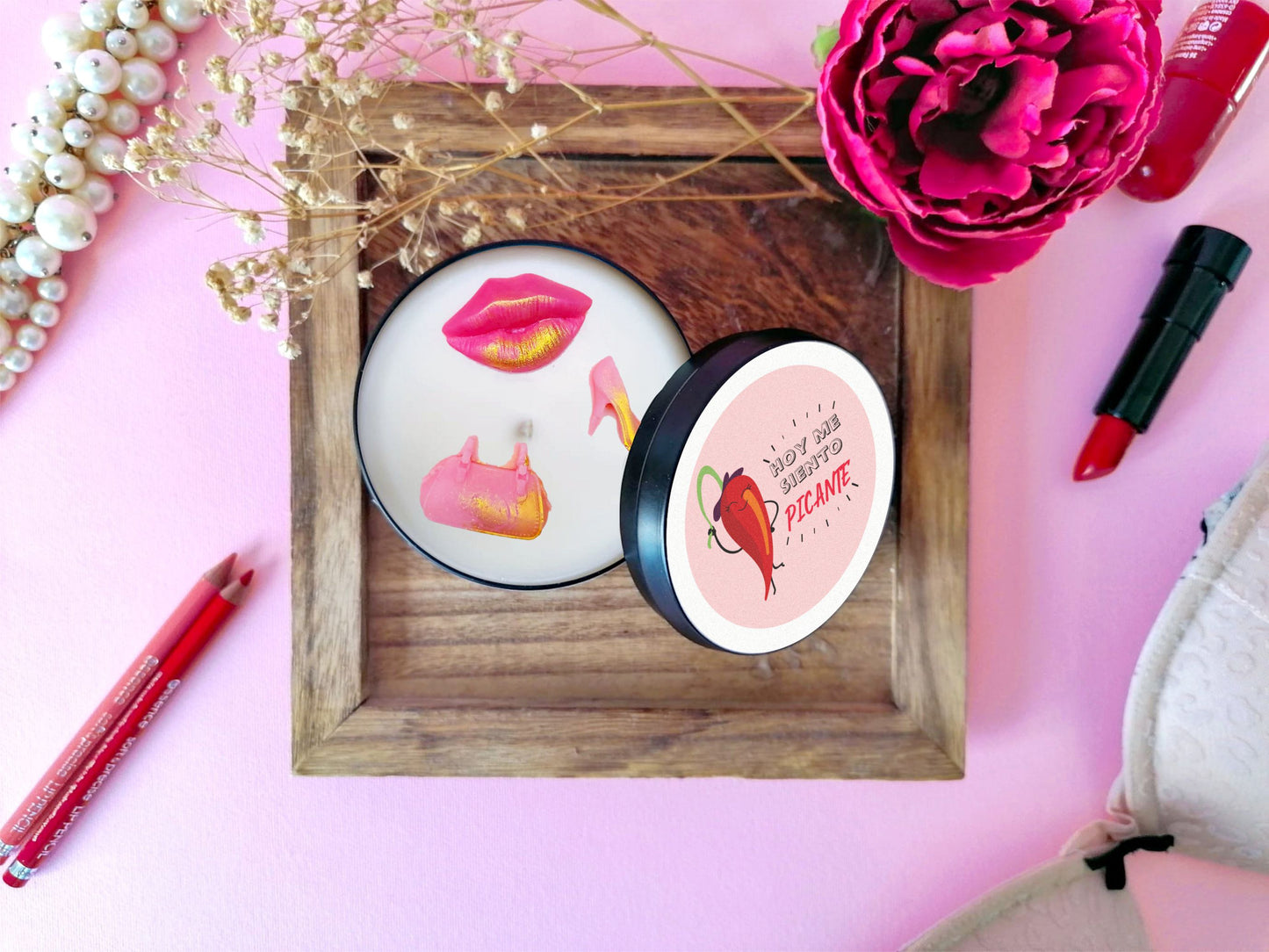 Hoy me siento Picante Candle- Happy Candle Collection - 8oz Soy scented candle
