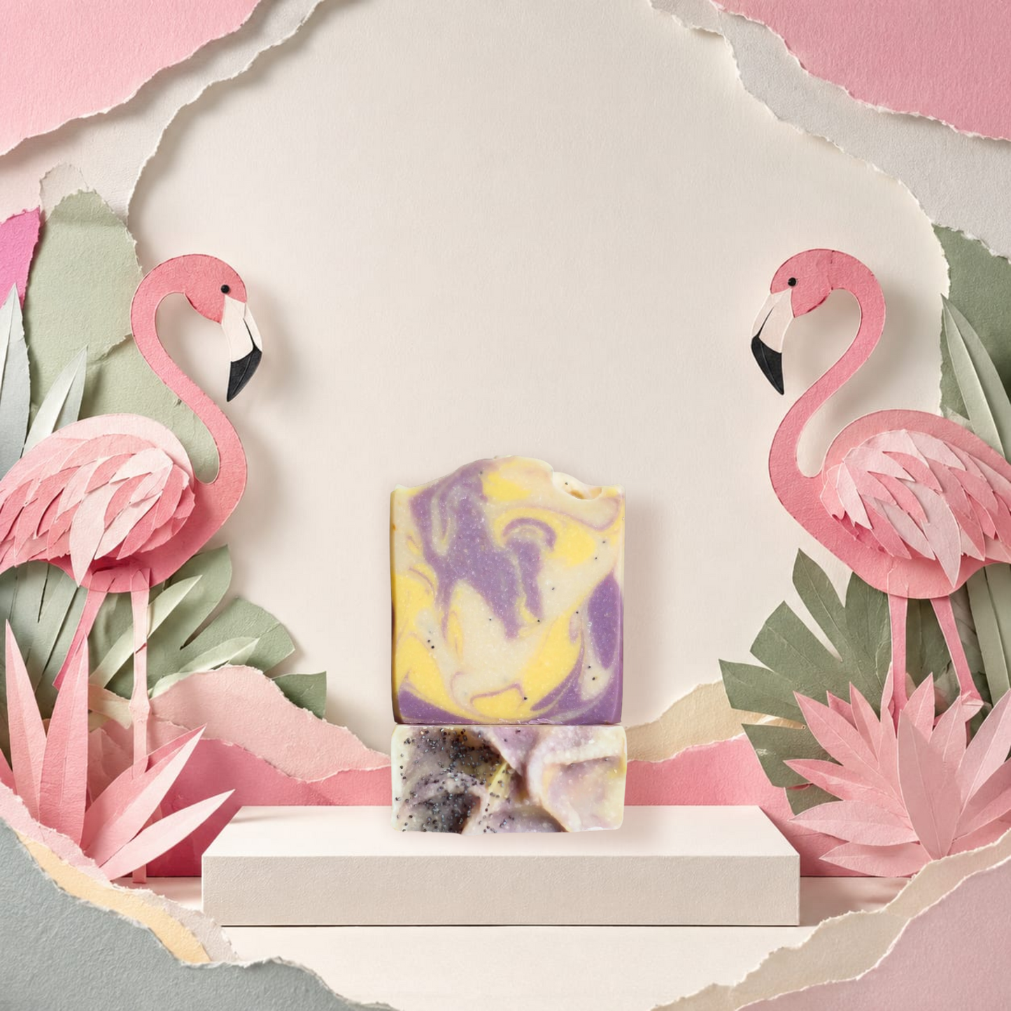 Handcrafted Lemon Lavender poppy artisan goat milk soap for soft, nourished skin.