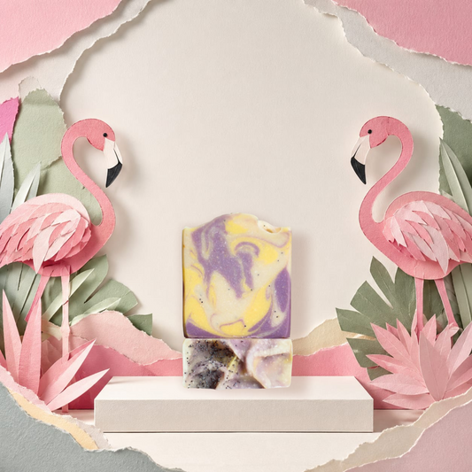 Handcrafted Lemon Lavender poppy artisan goat milk soap for soft, nourished skin.