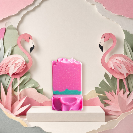 Handcrafted Pink Guava tropical artisan goat milk soap for soft, nourished skin.