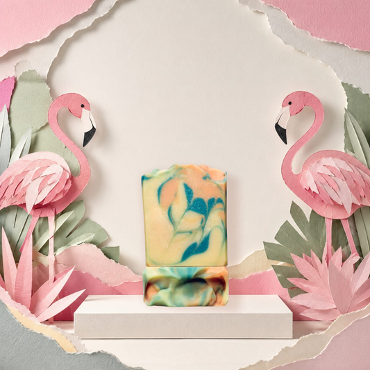 Handcrafted SWEET JASMINE goat milk soap made with nourishing goat milk by Pink Flamingo Candle.