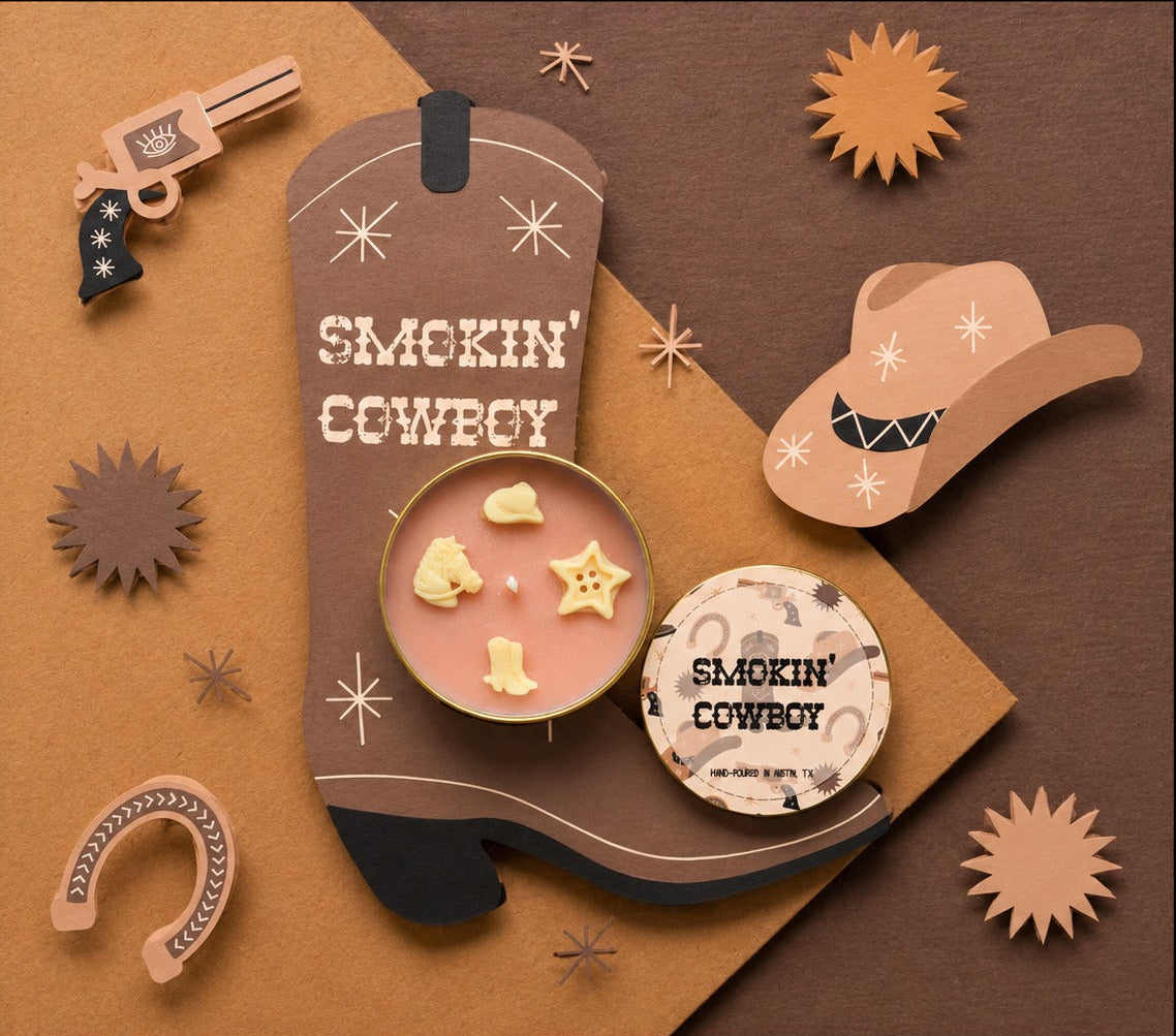 luxury smokin cowboy soy candle western masculine fragrance