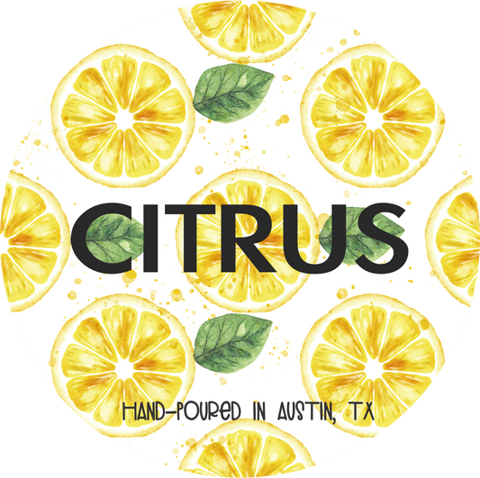 Citrus natural soy candle, luxury tin
pet safe
