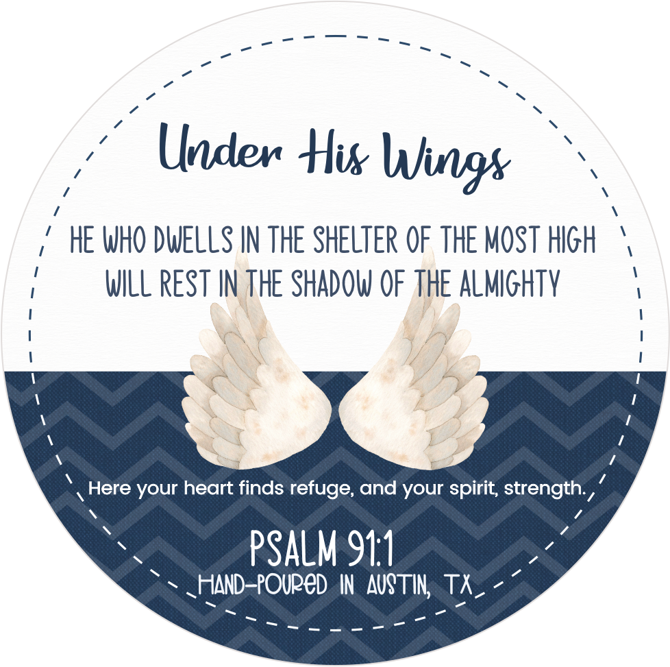 luxury soy candle featuring Psalm 91:1 Bible verse