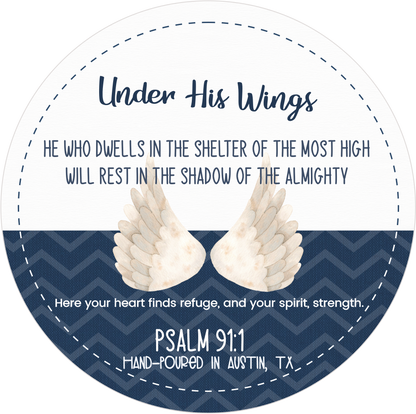 luxury soy candle featuring Psalm 91:1 Bible verse