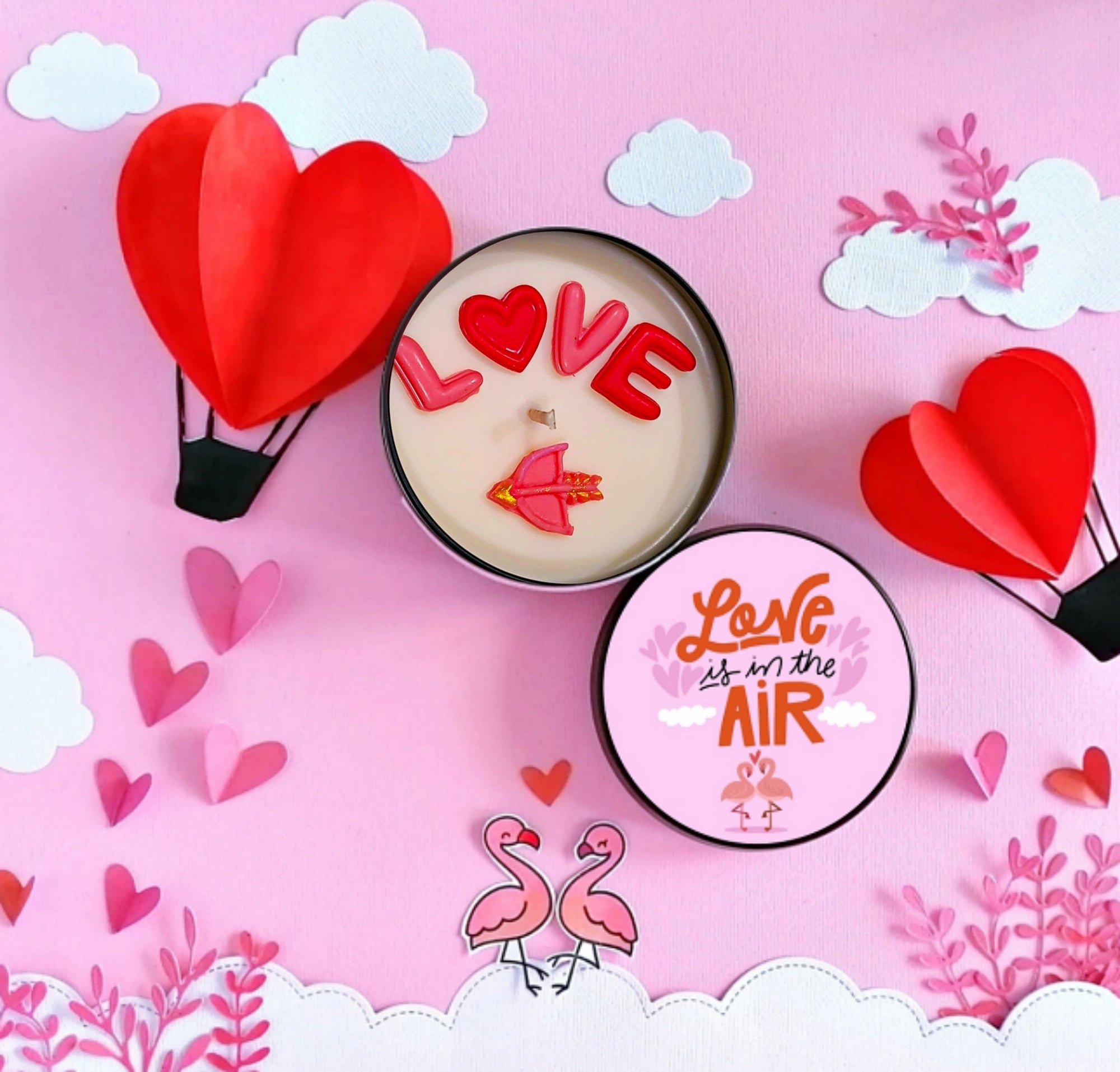 love is in the air valentines candle