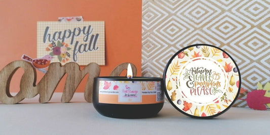 Autumn Leaves & Pumpkins please-Autumn Scented Soy Candles for Home- Autumn leaves and pumpkin please, Pumpkin Spice Latte- Pink Flamingo Candle 8oz