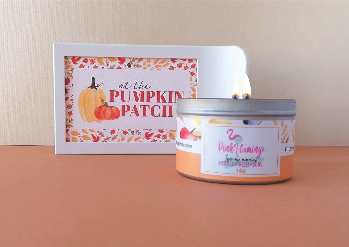 Autumn Leaves & Pumpkins please-Autumn Scented Soy Candles for Home- Autumn leaves and pumpkin please, Pumpkin Spice Latte- Pink Flamingo Candle 14oz