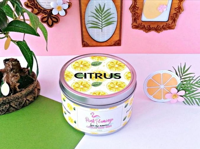 Citrus Signature Candle 14oz- Pink Flamingo Candle
