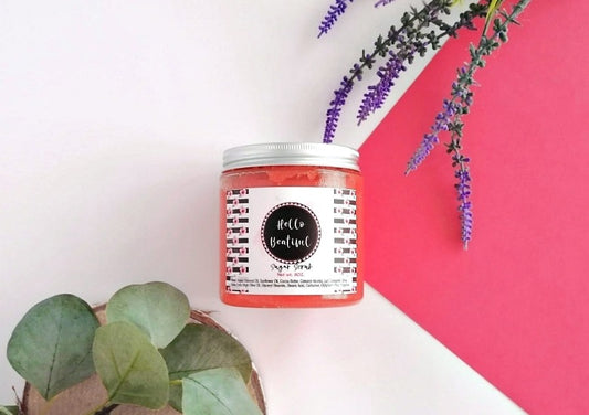 Hello Beautiful  | Coconut Oil Sugar Scrub  8oz - PinkFlamingoCandle