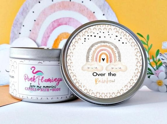 Over the Rainbow Signature Candle 14 oz - Pink Flamingo Candle