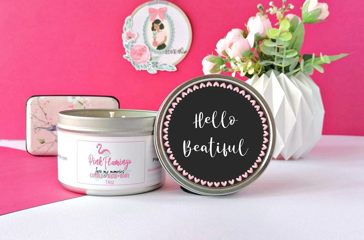 Hello Beautiful Scented Candle | Thank You Gift | Birthday Gift | Best Friend Gift | Appreciation Gift | Personalized Gift | Soy Candle |