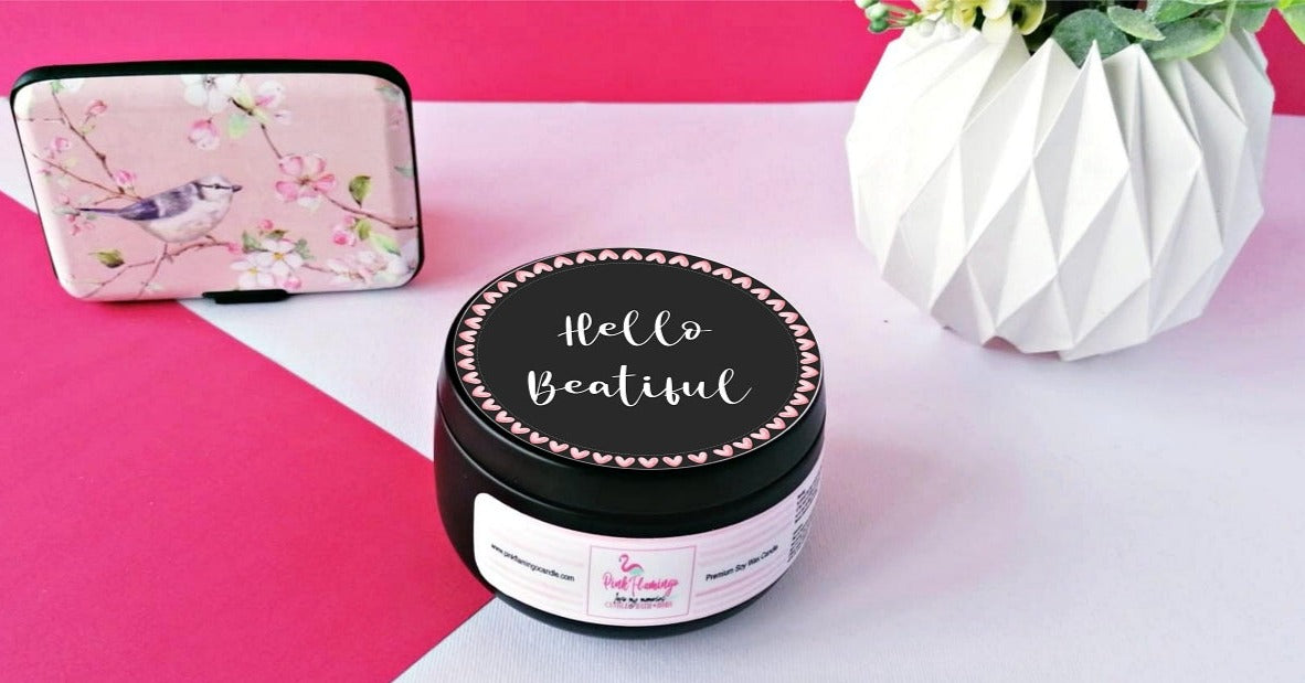 Hello Beautiful Scented Candle | Thank You Gift | Birthday Gift | Best Friend Gift | Appreciation Gift | Personalized Gift | Soy Candle |