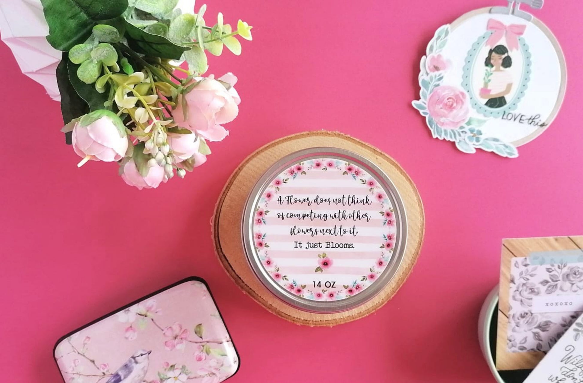 Floral Soy candle • Wisteria Scented Soy candle • "Just Blooms" • Inspirational Gift • Good vibes