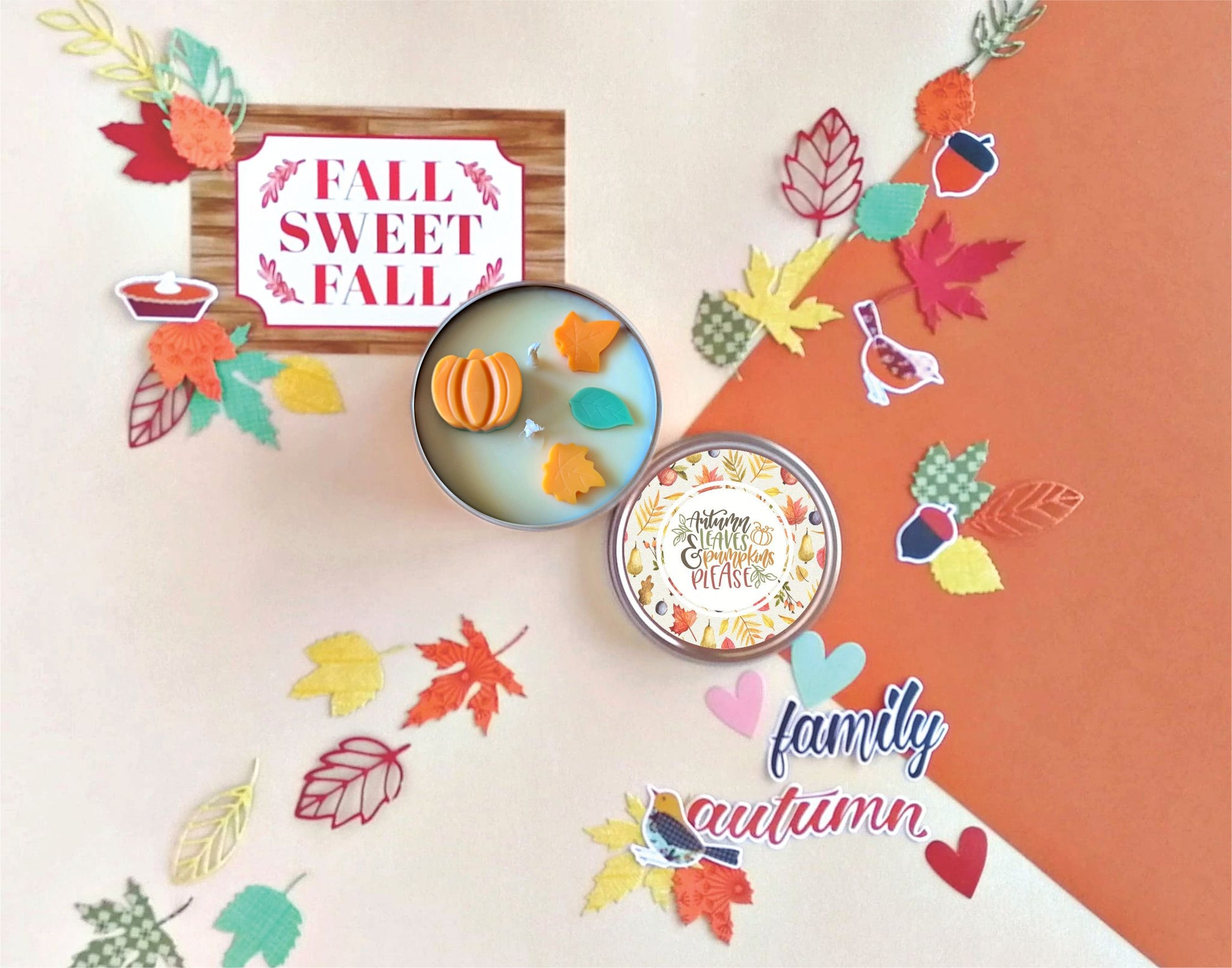 Autumn Leaves & Pumpkins please-Autumn Scented Soy Candles for Home- Autumn leaves and pumpkin please, Pumpkin Spice Latte- Pink Flamingo Candle 14oz
