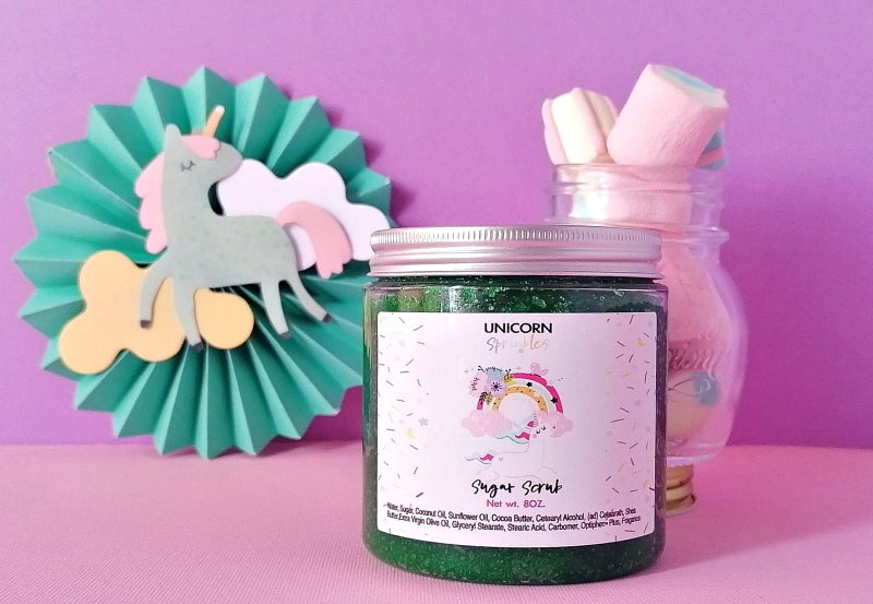 Unicorn Sprinkles  | Coconut Oil Sugar Scrub  8oz - PinkFlamingoCandle