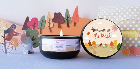 Autumn in the Park - Autumn Scented Soy Candles for Home- Pink Flamingo Candle 8oz (yankee type)