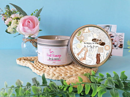 aesthetic pink flamingo candle emotional wellness branding