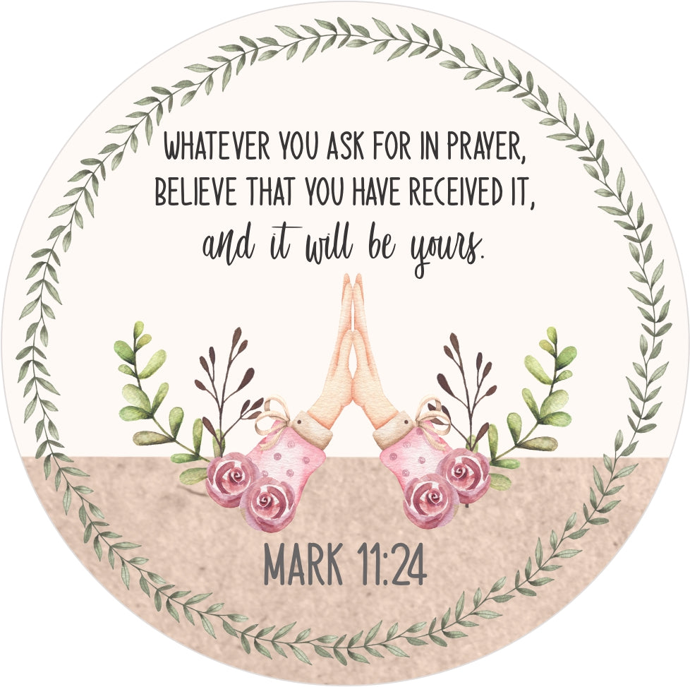 luxury soy candle featuring Mark 11:24 Bible verse
